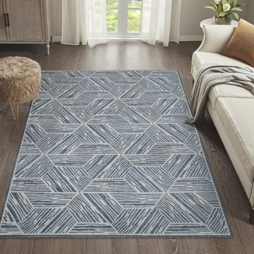 Vector Modern Coastal Geometric Machine-washable Area Rug